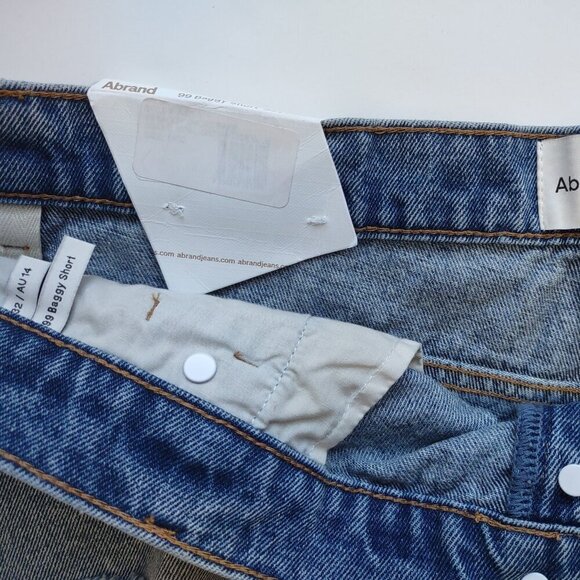 🆕 Abrand Denim Jean Shorts Mid-Rise Baggy "Shorty Short" Boho Grunge Size 32 - Picture 8 of 10